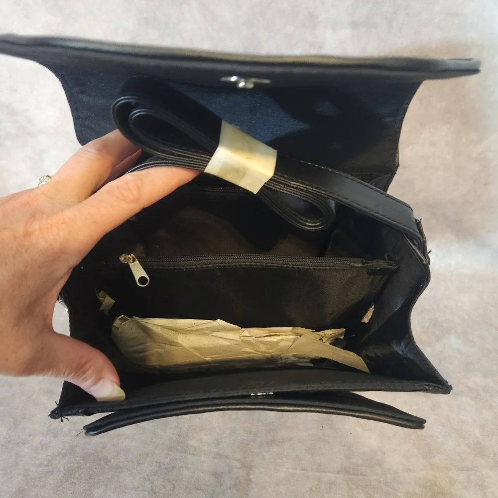 Black Leather‎ Crossbody Bag